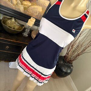 FILA Heritage Pleated TENNIS SKIRT SET Red / White / & BLUE
